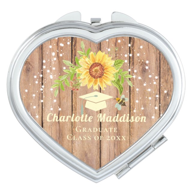 Graduation Floral Sunflower  Compact Mirror (Front)