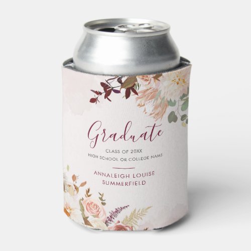 Graduation Floral Watercolor Party Can Cooler