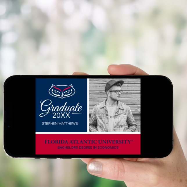 Graduation Florida Atlantic Logo Invitation (Front Digital)