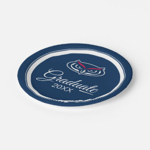 Graduation Florida Atlantic Logo Paper Plates