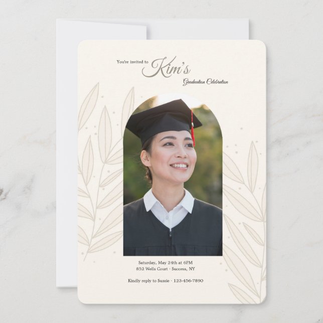 Graduation Foliage Photo Invitation (Front)