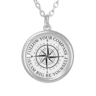 Graduation Follow your Compass Graduate Gift Silver Plated Necklace