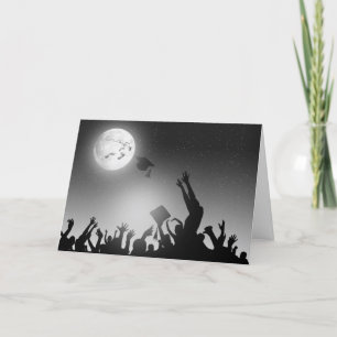 Graduation Footprints On Moon Card