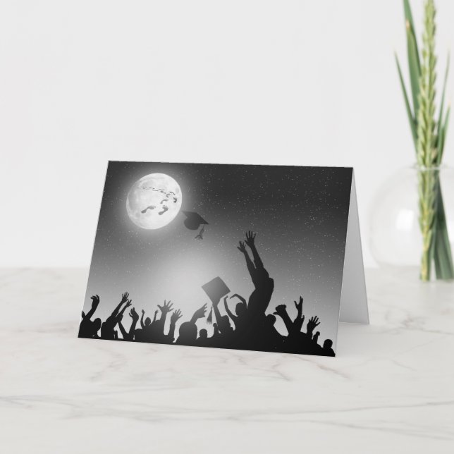 Graduation Footprints On Moon Card (Front)