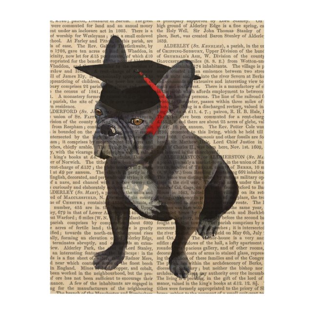 Graduation French Bulldog Wood Wall Decor (Front)