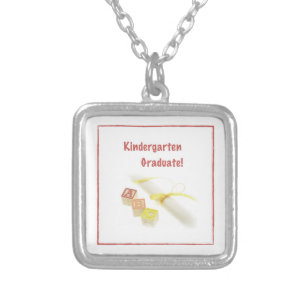 Graduation from Kindergarten, Custom Square Gift Silver Plated Necklace