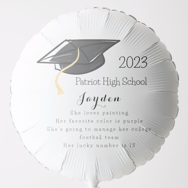 Graduation Fun Facts Grad Cap Custom Balloon (Front)