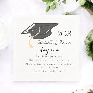 Graduation Fun Facts Grad Cap Custom Napkins