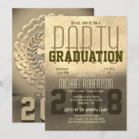 Graduation Fun Faux Gold Foil Metallic Invitation