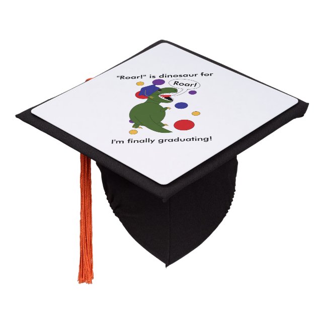 Graduation Funny Dinosaur Personalize Cap Topper (Angled)