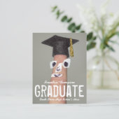 Graduation Funny Finger Cartoon Grad Cap Announcement Postcard (Standing Front)