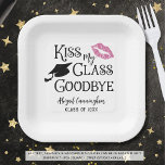 Graduation Funny KISS MY CLASS GOODBYE Name Paper Plates<br><div class="desc">Funny, personalized graduation party or open house paper plates featuring the saying KISS MY CLASS GOODBYE in a modern typography design accented with a graduation cap and lips--all in your choice of colors or color combinations--with name and year or other custom text. PLATE OPTIONS: The sample is shown in the...</div>