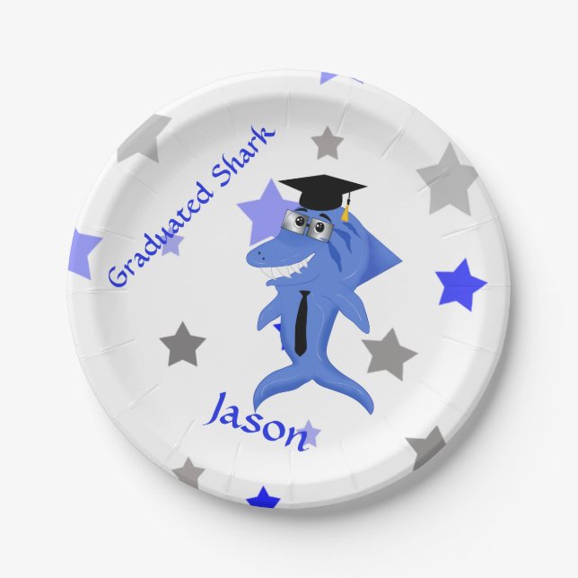 Graduation funny Shark Paper Plates (Front)