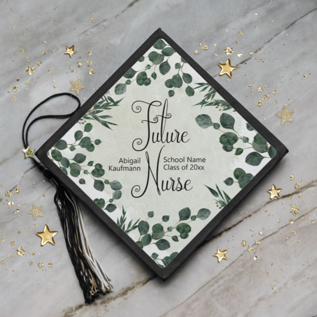 Graduation Future Nurse Green Leaves School Year Cap Topper (Creator Uploaded)