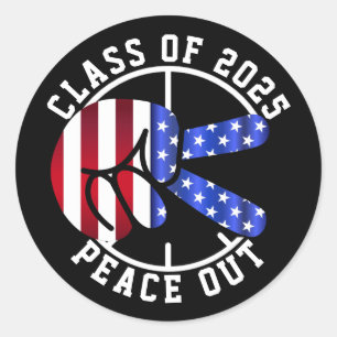 Graduation Gift Class Of 2026 Peace Out Black Grad Classic Round Sticker