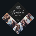 Graduation gift multi photo modern elegant script  graduation cap topper<br><div class="desc">Graduation gift multi photo script modern elegant stylish contemporary design. Black and white design.</div>