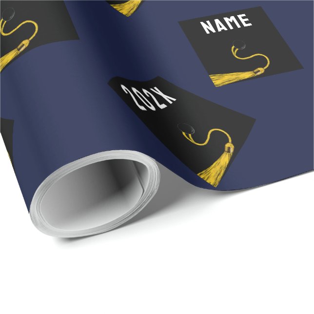 Graduation Gift Navy Blue Wrapping Paper (Roll Corner)