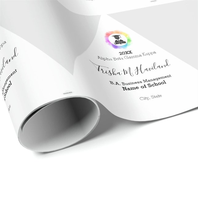 Graduation Gift Wrap Light Gray and White HAMbWG (Roll Corner)