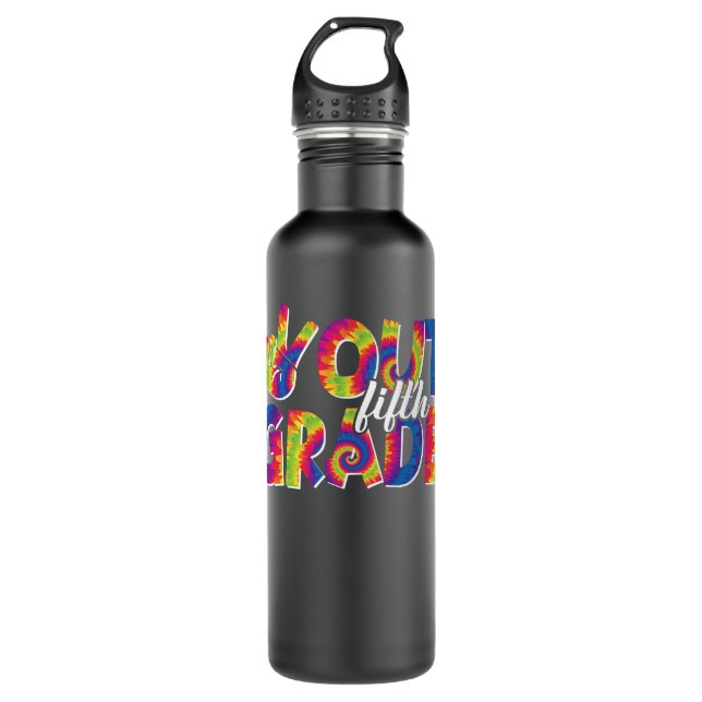Graduation Gifts Peace Sign Out Fifth Grade Tie Dy Stainless Steel Water Bottle (Front)