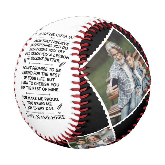Graduation gifts To My Grandson with 4 Photos Baseball (Angled)