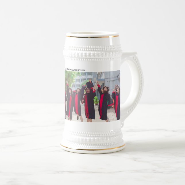 Graduation Gifts - Wrap Around Photo and Text Beer Stein (Front Right)