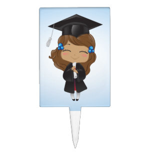 Graduation girl in black cake topper