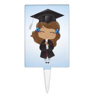 Graduation girl in black cake topper