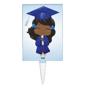 Graduation girl in blue cake topper