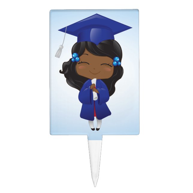 Graduation girl in blue cake topper (Front)