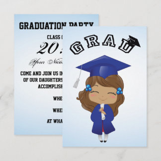 Graduation Girl in Blue Invitation