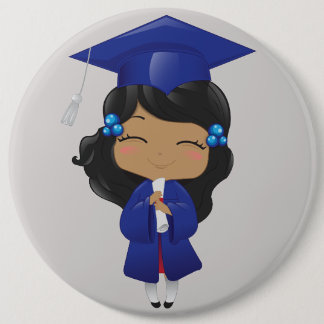 Graduation Girl in Blue Pinback Button