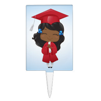 Graduation girl in red cake topper