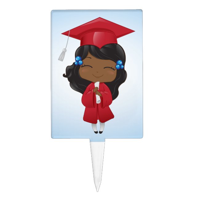 Graduation girl in red cake topper (Front)