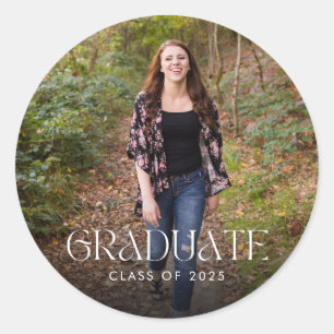 Graduation Girl Photo Graduation Party Favor Classic Round Sticker