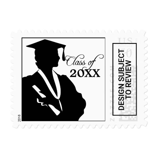 Graduation Girl Silhouette Postage Stamps
