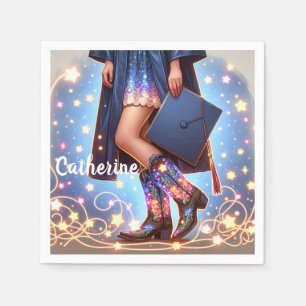 Graduation Girl With Cowboy Boots Custom Napkins