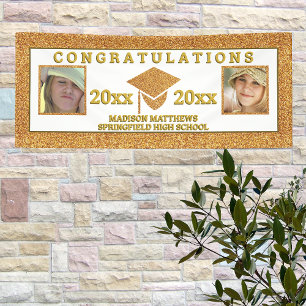 Graduation Glam Gold Congratulations Photo Banner