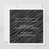 Graduation Glamour Girl Zebra Print with Aqua Invitation (Back)