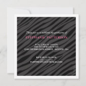 Graduation Glamour Girl Zebra Print with Hot Pink Invitation (Back)
