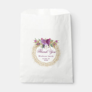 Graduation Glitter Watercolor Flower Gold Confetti Favor Bag