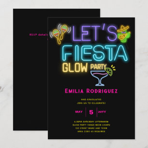Graduation Glow Party Invitación Fiesta de Neón Invitation