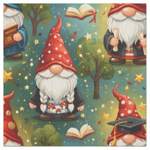 Graduation Gnome Pattern Fabric