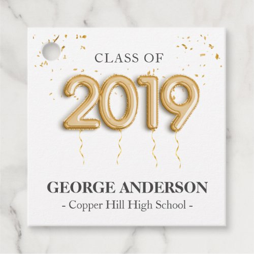 Graduation gold 2019 Balloon font favor tag