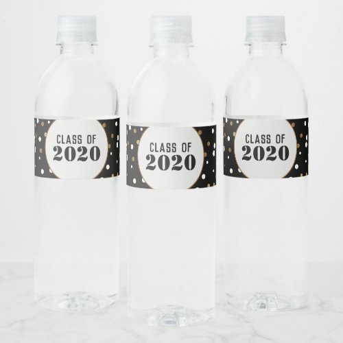 Graduation Gold and Black Custom Class of 2020 Water Bottle Label