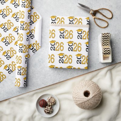 Graduation Gold and Black for 2026 Wrapping Paper