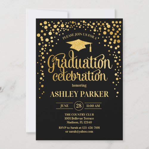 Graduation _ Gold Black Invitation