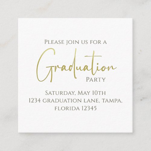 Graduation Gold Calligraphy QR Code Social Media Enclosure Card