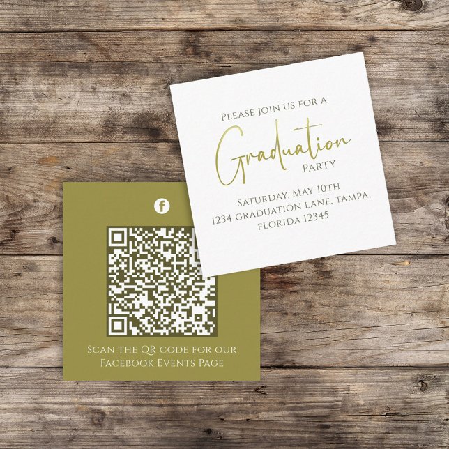 Graduation Gold Calligraphy QR Code Social Media Enclosure Card (Creator Uploaded)