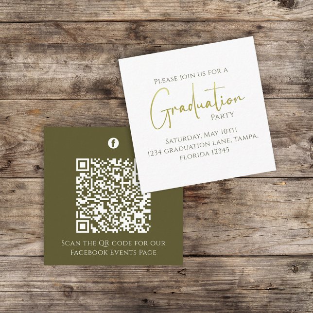 Graduation Gold Calligraphy QR Code Social Media Enclosure Card (Creator Uploaded)