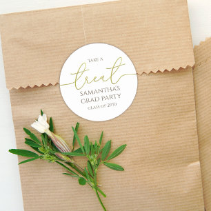 Graduation Gold Calligraphy Script Simple Treat Classic Round Sticker